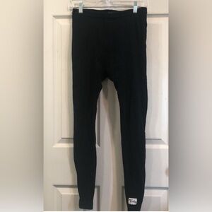 VTG Tinley Performance Logo Leggings Solid Black High Rise Elastic Waist, L